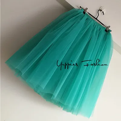 7 Layers Midi Tulle Skirts Womens Fashion TUTU Skirt Elegant Wedding Bridal Bridesmaid Skirt Wedding Lolita Underskirt Petticoat