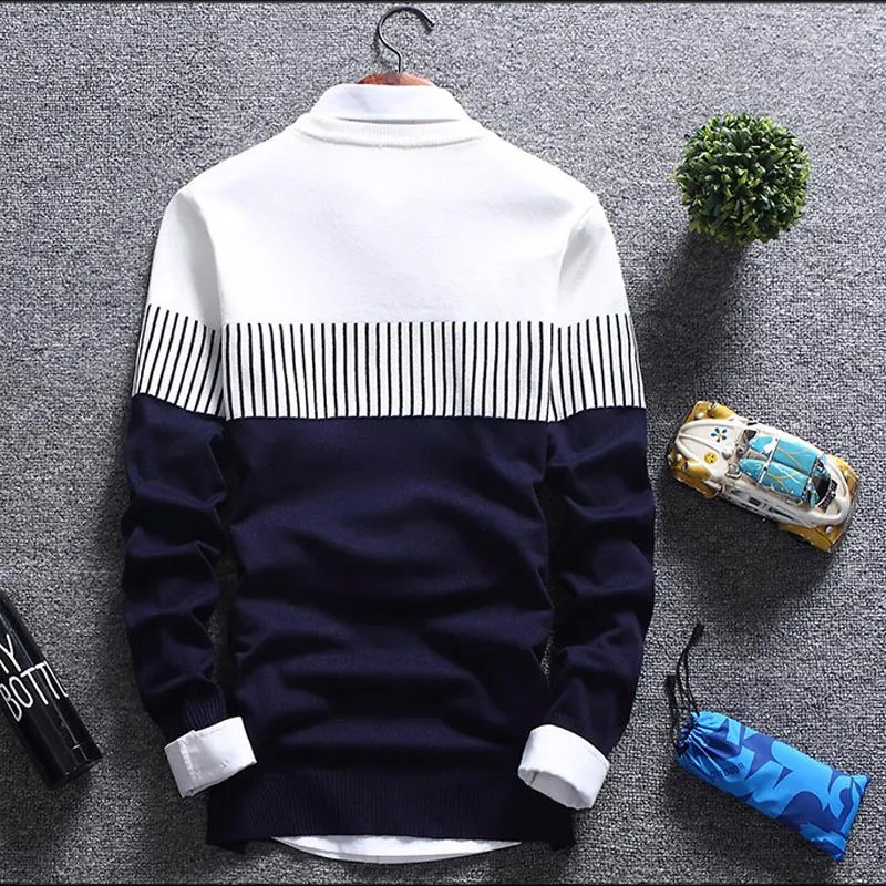 Advbridge New Autunm Pullovers Men Fashion Strip Causal Knitted Sweaters Pullovers Mens Slim Fit O Neck Knitwear Mens Brand Clothing