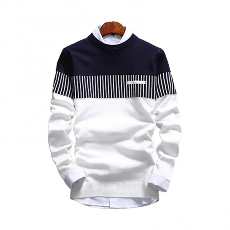 Advbridge New Autunm Pullovers Men Fashion Strip Causal Knitted Sweaters Pullovers Mens Slim Fit O Neck Knitwear Mens Brand Clothing