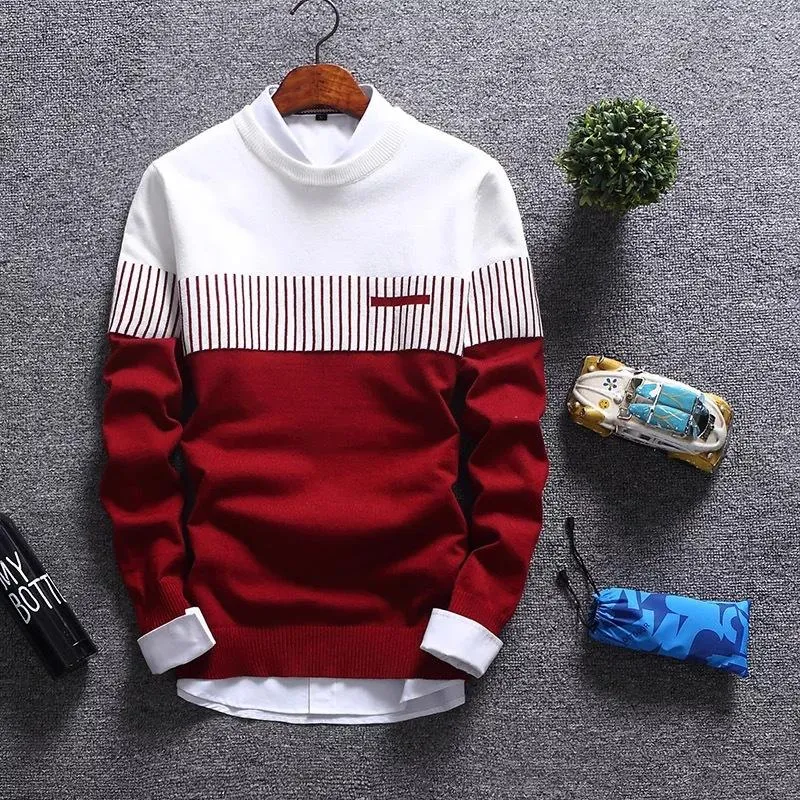 Advbridge New Autunm Pullovers Men Fashion Strip Causal Knitted Sweaters Pullovers Mens Slim Fit O Neck Knitwear Mens Brand Clothing