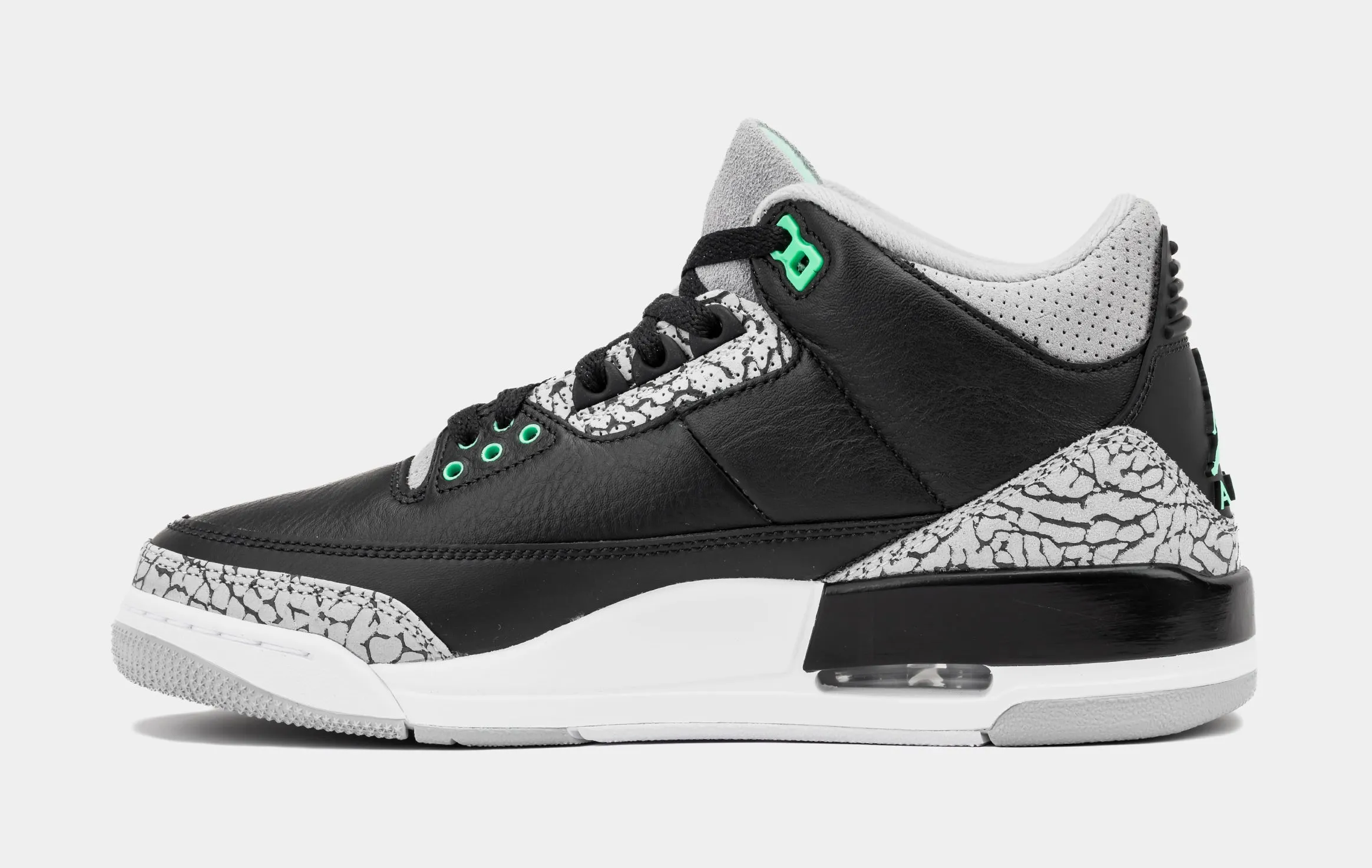 Air Jordan 3 Retro Green Glow Mens Lifestyle Shoes (Black/Green Glow/Wolf Grey/White)