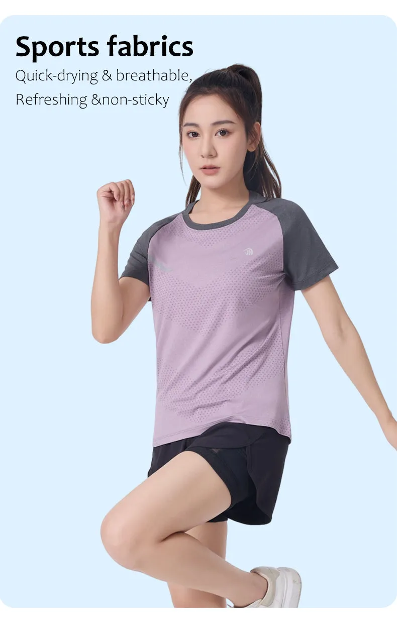 ANNIOU Sports Quick Dry Tops for Women Breathable Lightweight Fitness Yoga Stretch Short-sleeved Outdoor Running T-shirts