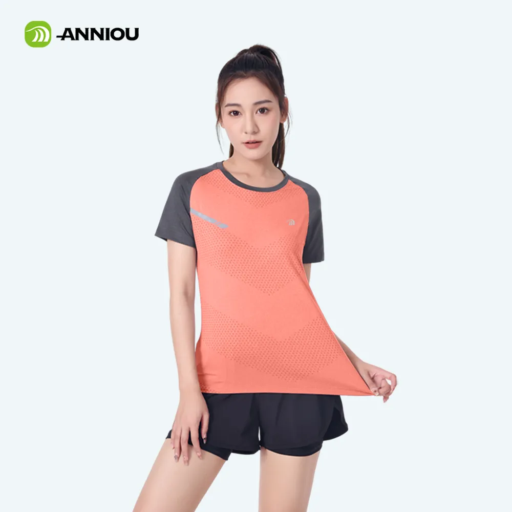 ANNIOU Sports Quick Dry Tops for Women Breathable Lightweight Fitness Yoga Stretch Short-sleeved Outdoor Running T-shirts