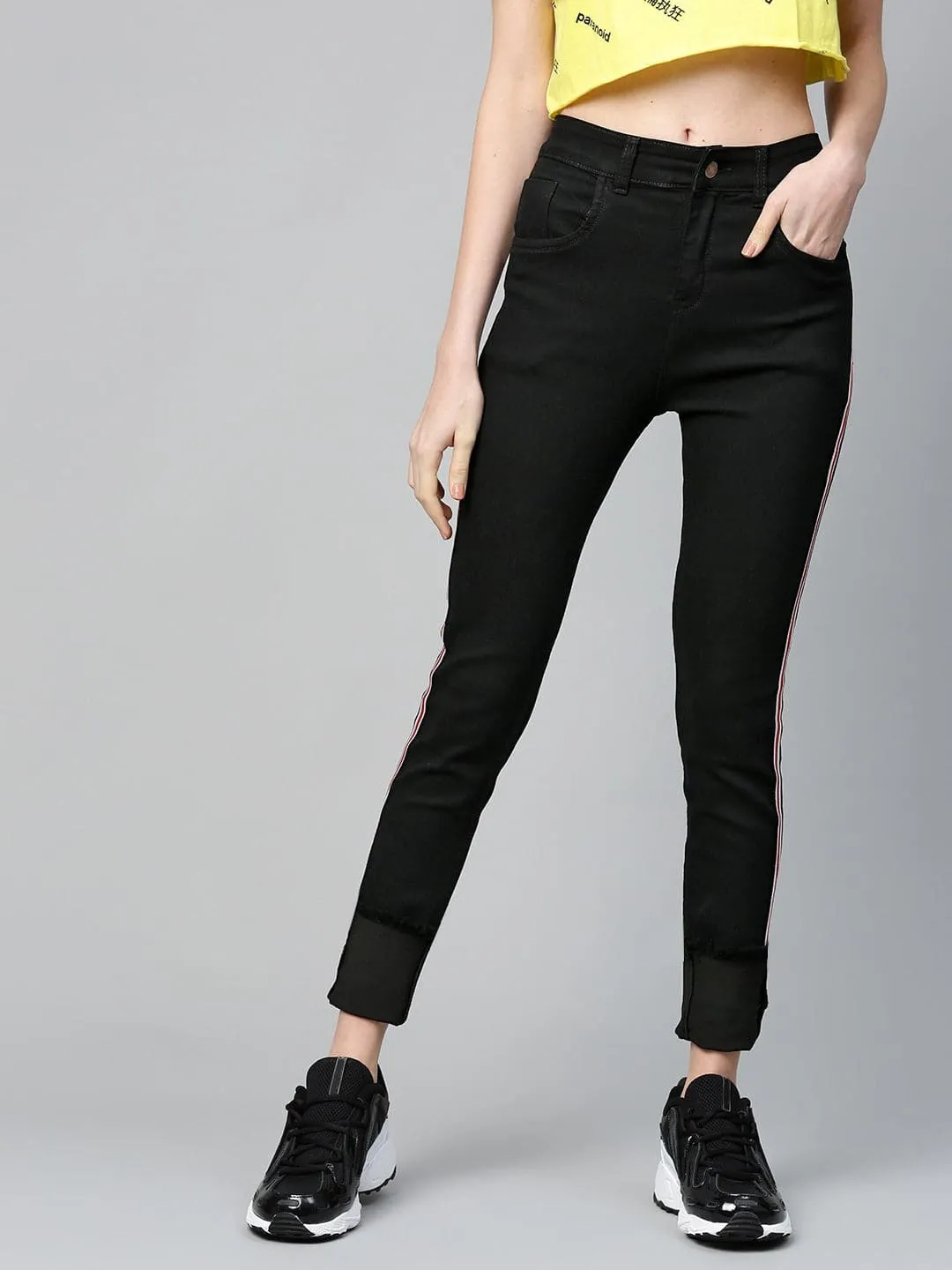 Black Side Tape Basic Jeans