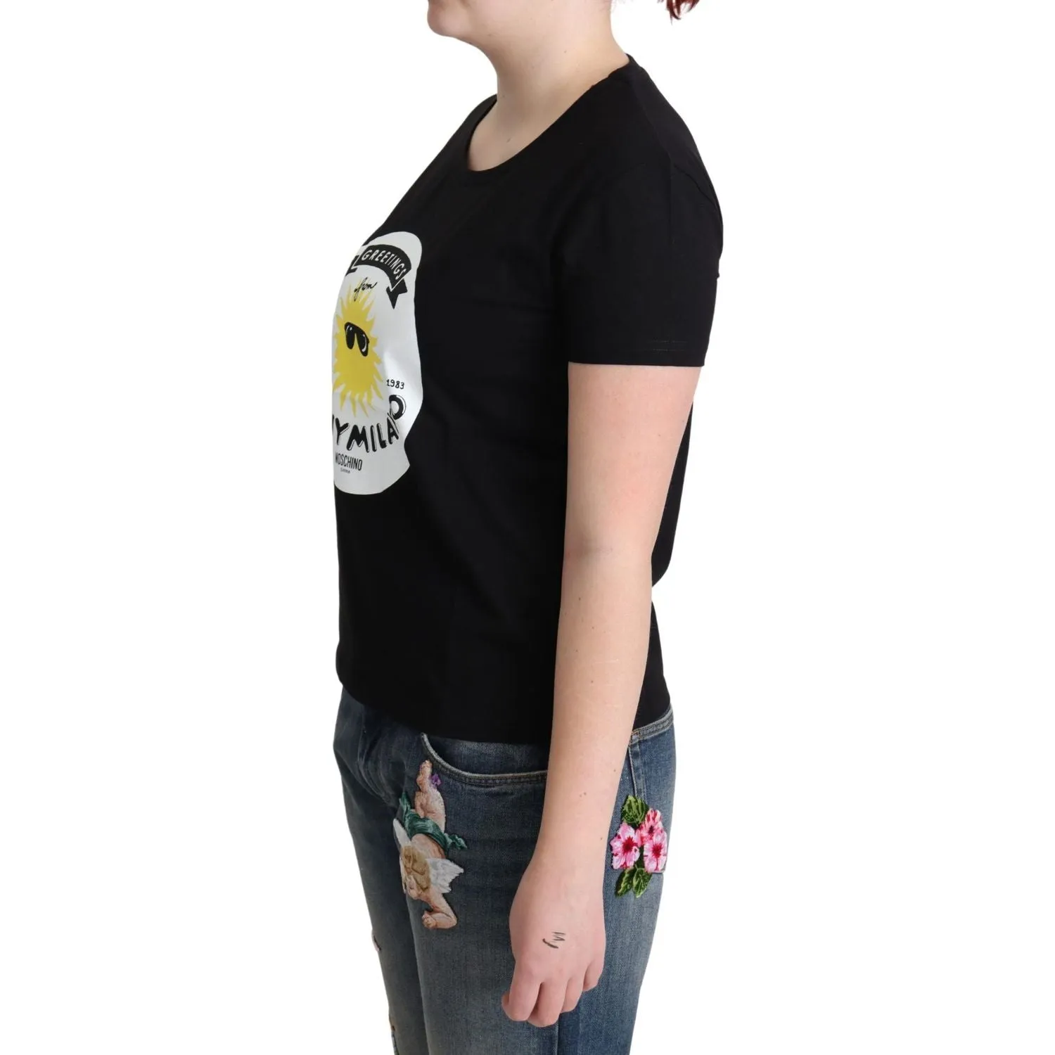 Chic Moschino Cotton Tee with Milano Print