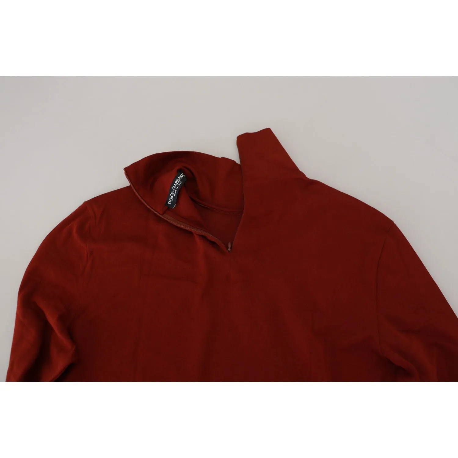 Dolce & Gabbana Elegant Maroon Collar Zip Sweater