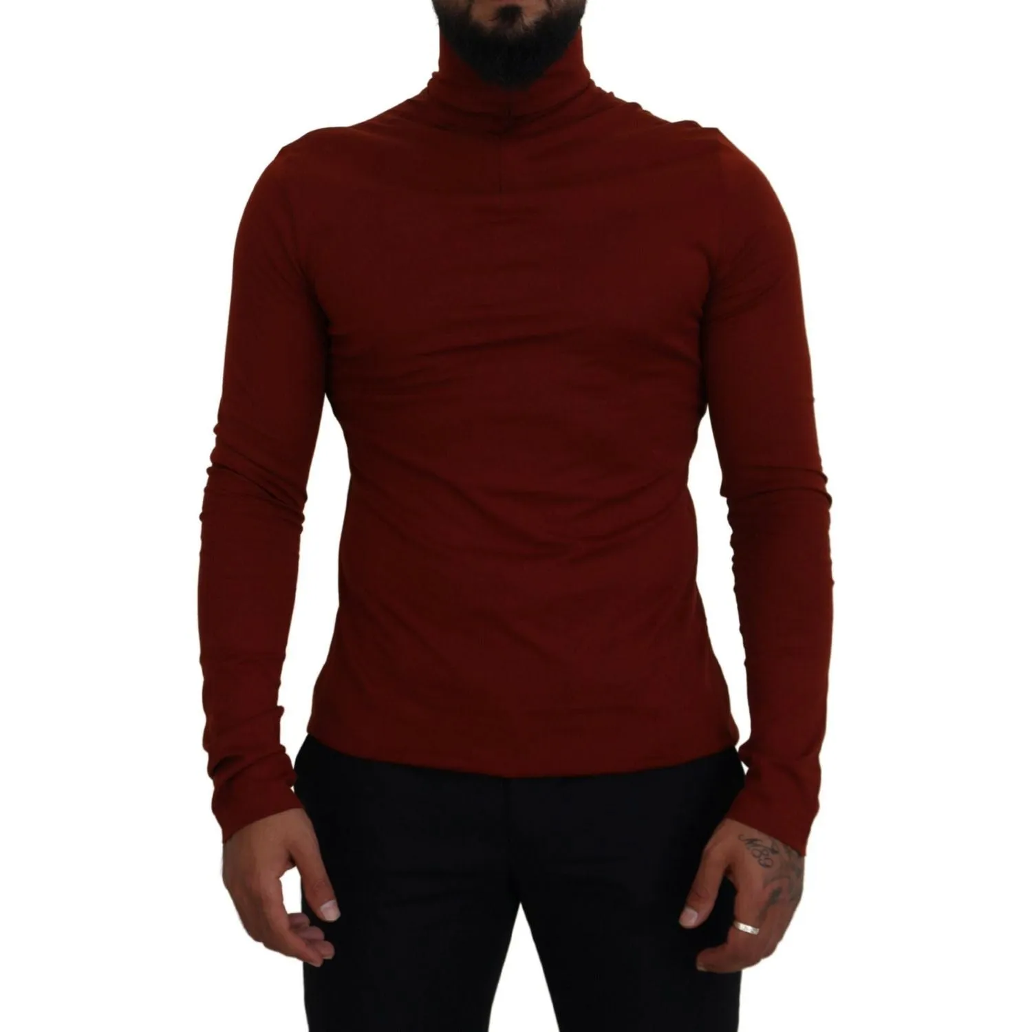 Dolce & Gabbana Elegant Maroon Collar Zip Sweater