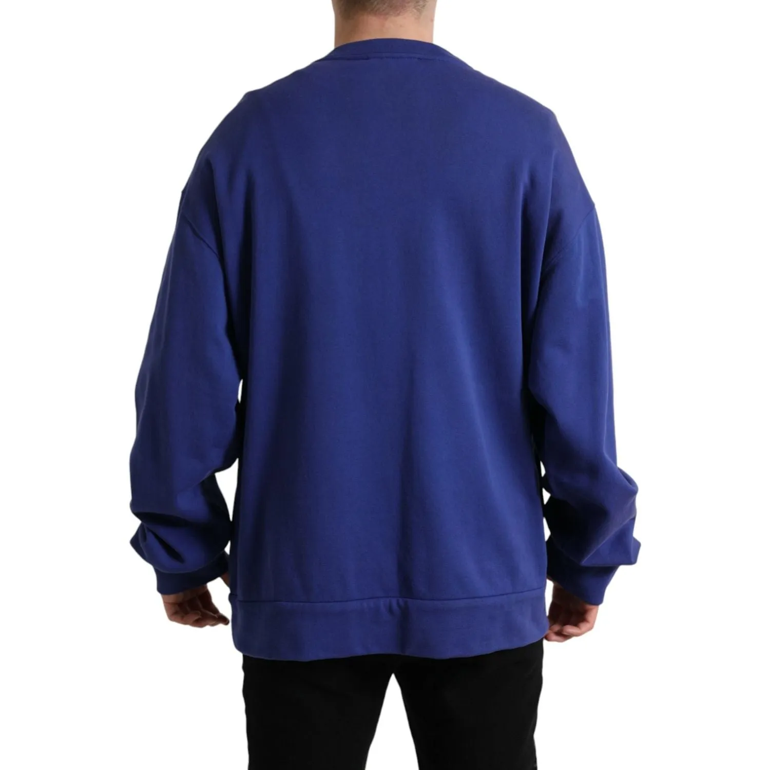 Dolce & Gabbana Royal Blue Cotton Crewneck Sweater