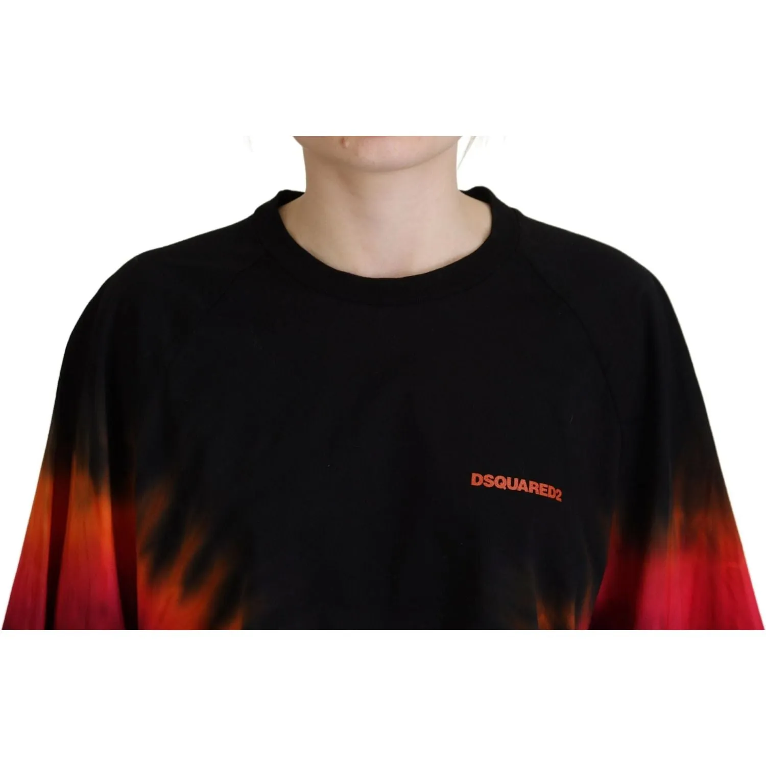 Dsquared² Black Cotton Tie Dye Crew Neck Casual Top