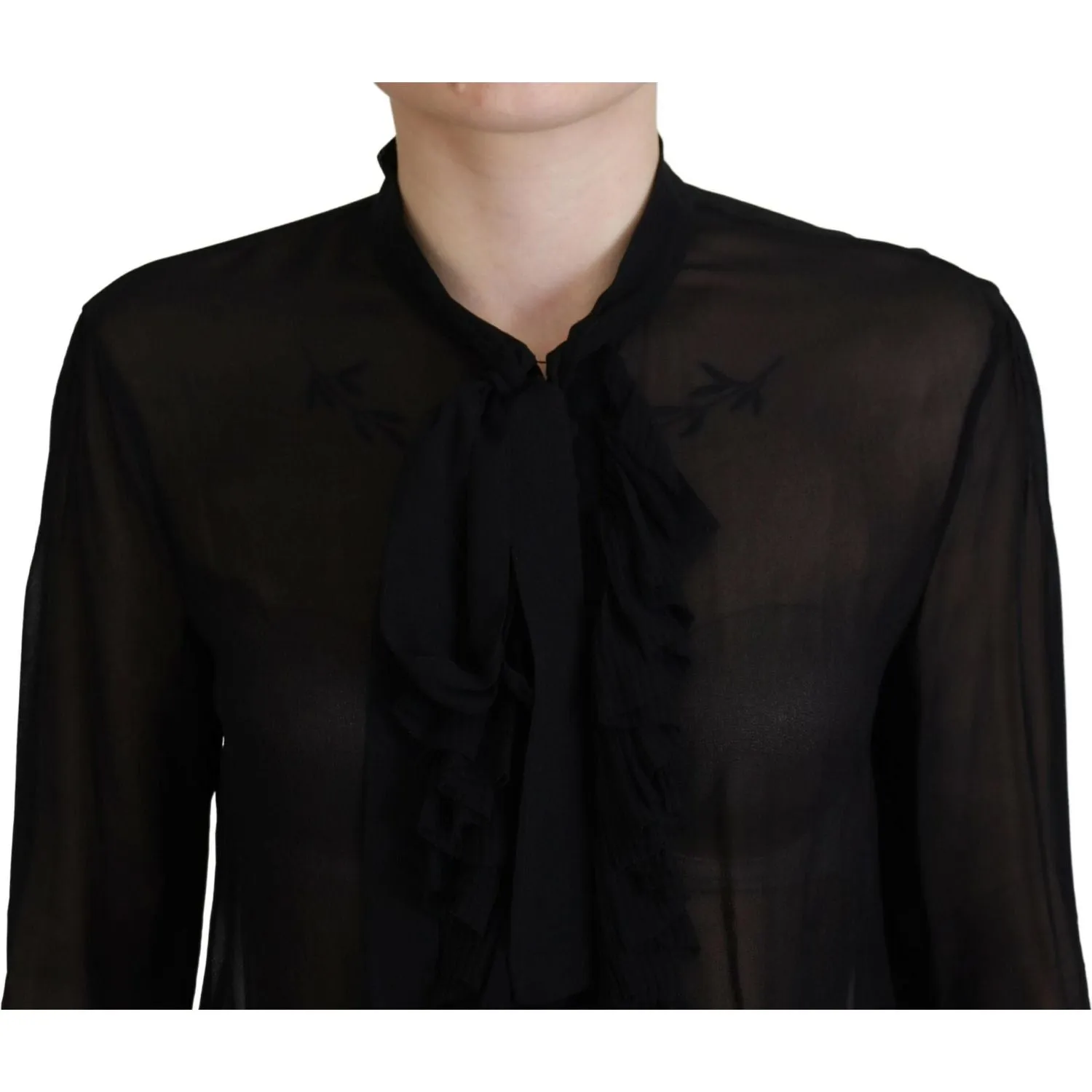 Dsquared² Black Viscose Long Sleeves See Through Blouse Top