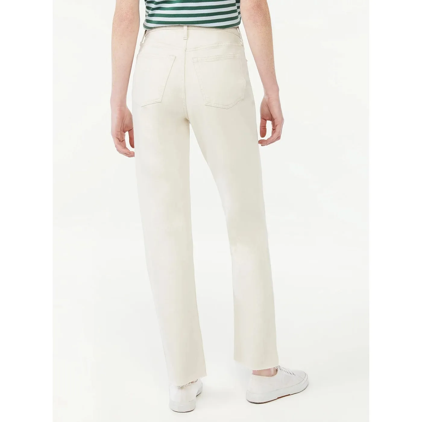 FA Cream Super High Rise Straight Jeans