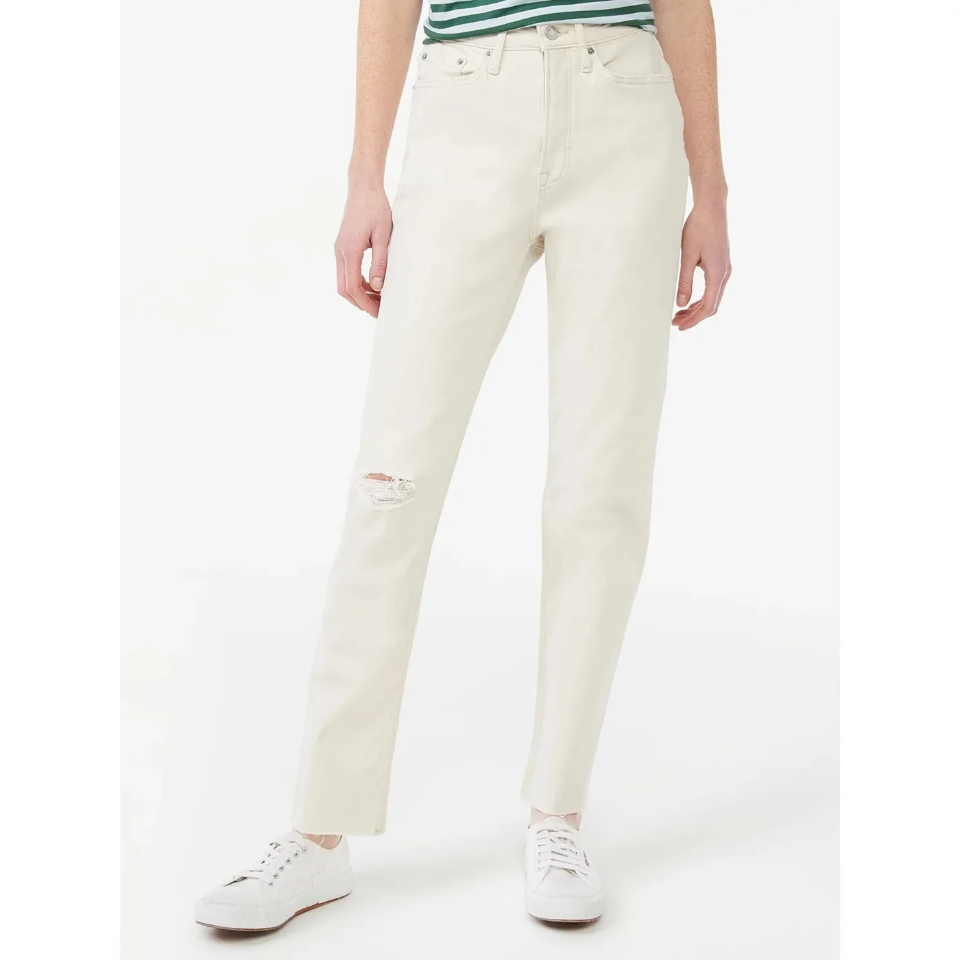 FA Cream Super High Rise Straight Jeans