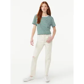 FA Cream Super High Rise Straight Jeans