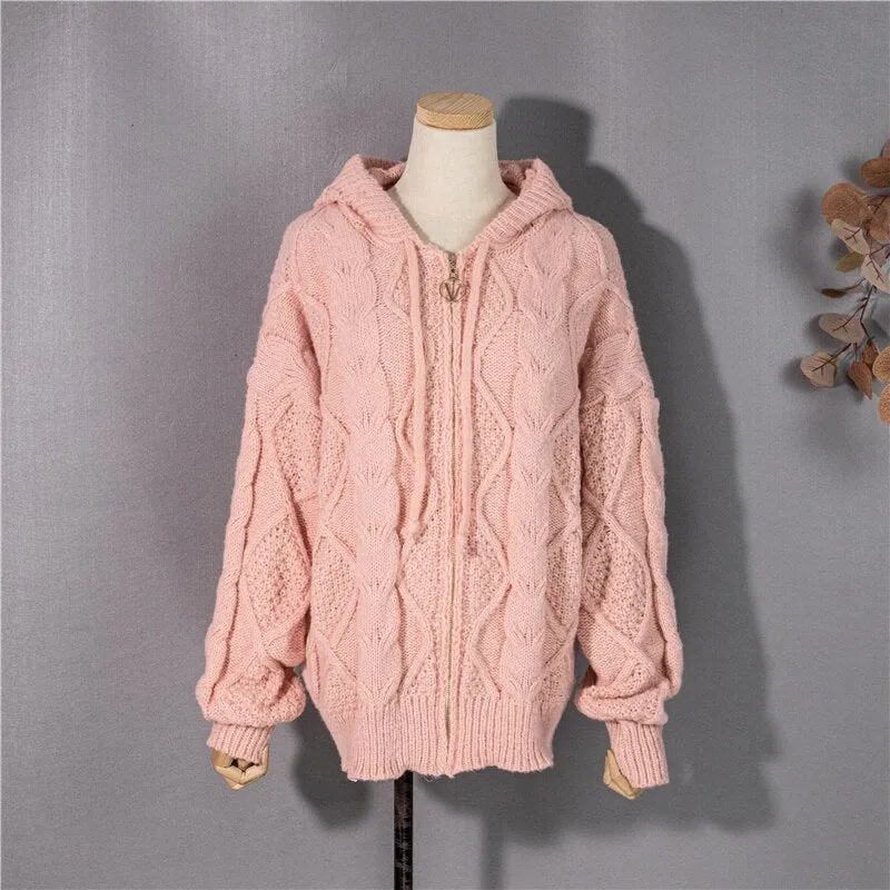 Fashionable Hooded Vintage Cardigans Spring Winter Sweaters