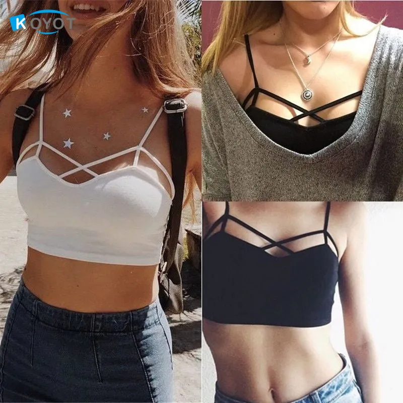 female strappy bra bralette sexy bustier crop top Stripe Grey cropped tops women cheap blusa Bandage Halter Tank Tops Camisole K