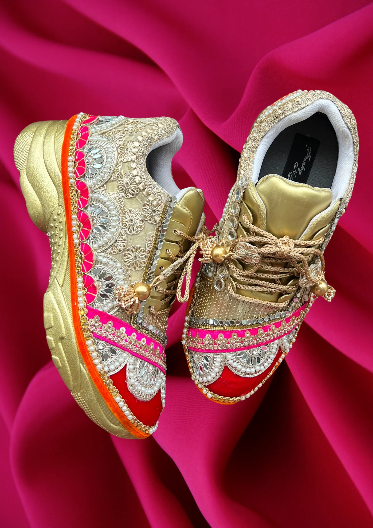 FUNKY N TRENDY multi theme hand work sneakers for brides / bridesmaids/ boho sneakers / multi color sneakers /red sneakers /pink sneakers/orange sneakers