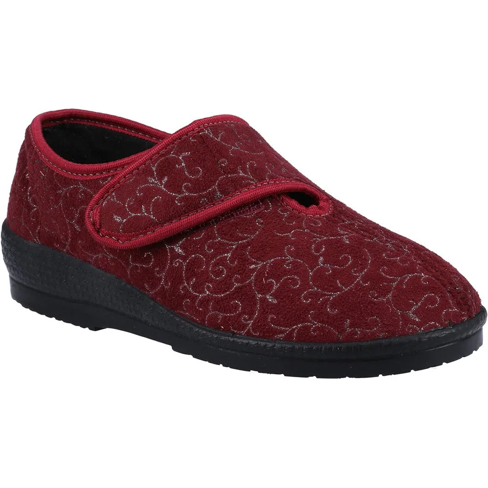 Geraldine Burgundy Wide Fit Slipper - GBS Med