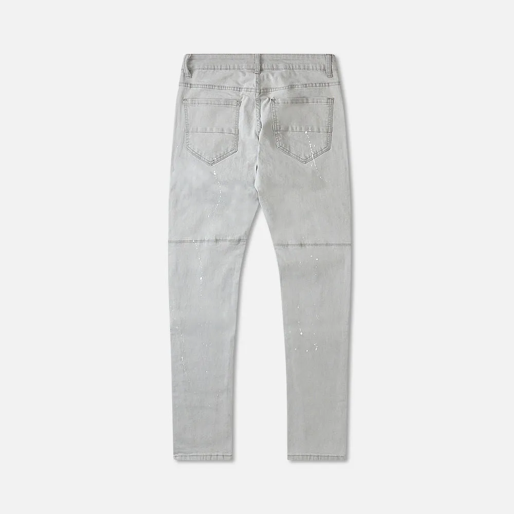 Grey Splatter Denim 3D Slim Tapered Jeans