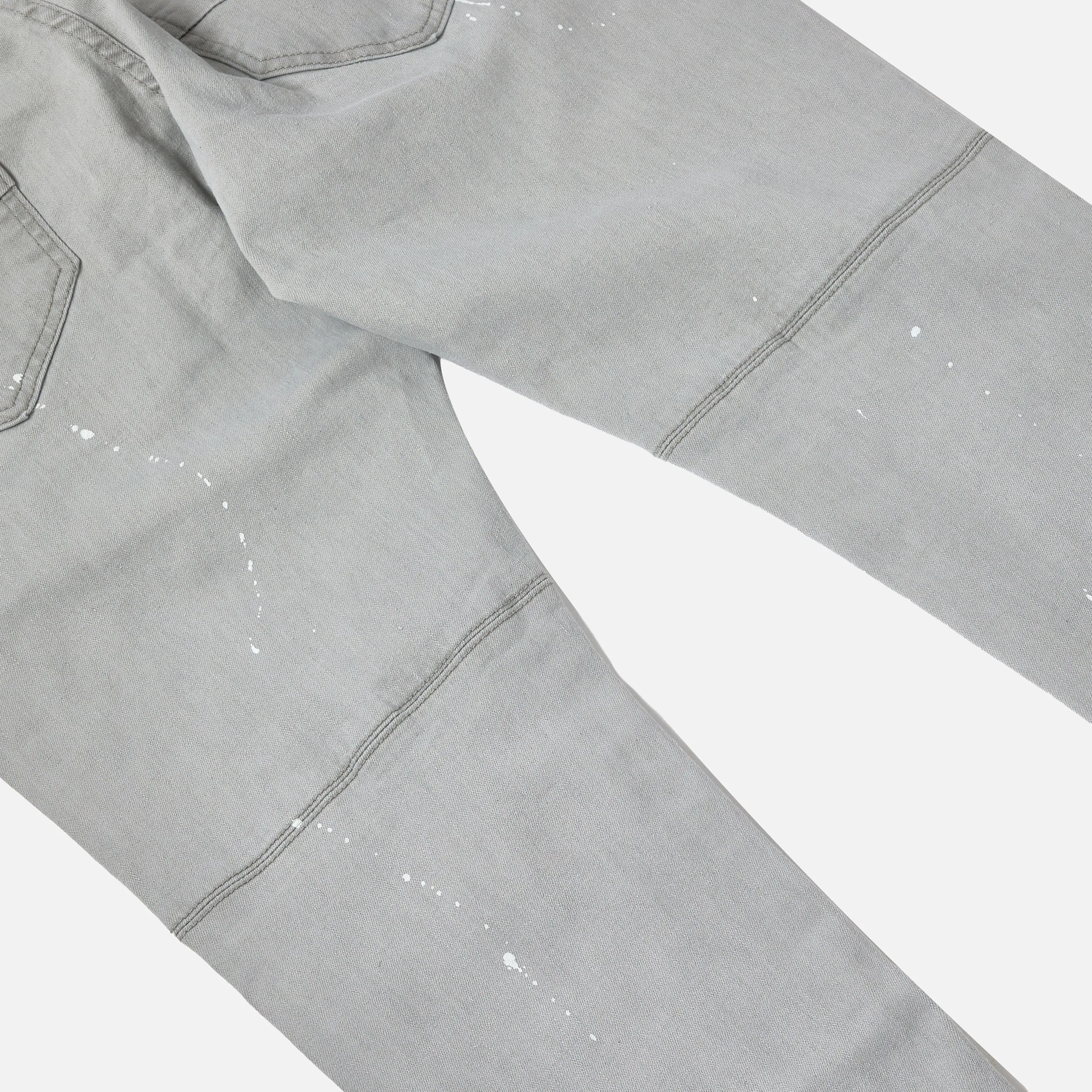 Grey Splatter Denim 3D Slim Tapered Jeans