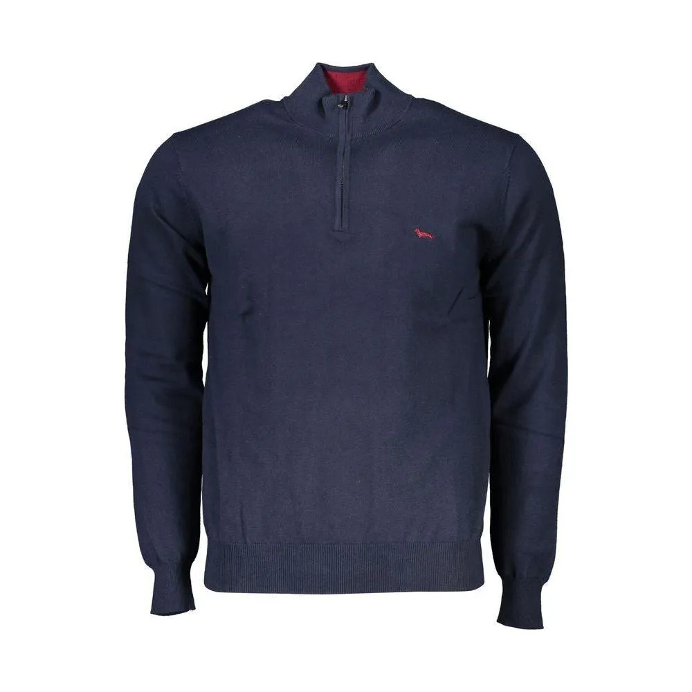 Harmont & Blaine Chic Half-Zip Blue Sweater with Embroidery Detail