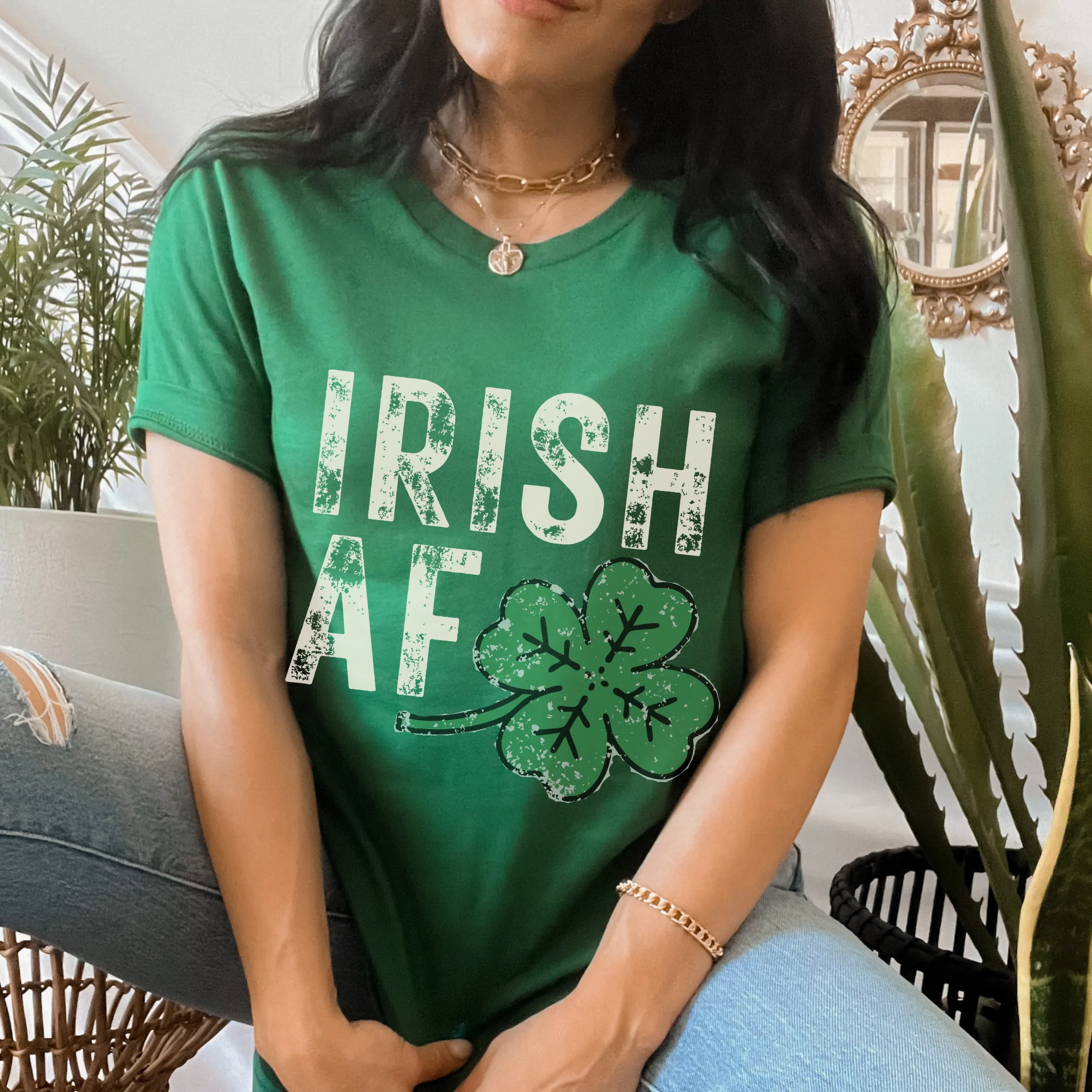 Irish AF Unisex Bella Canvas® T-shirt Women's Kelly Green or White Funny St. Patrick's Day Bella Canvas Spring T-Shirt