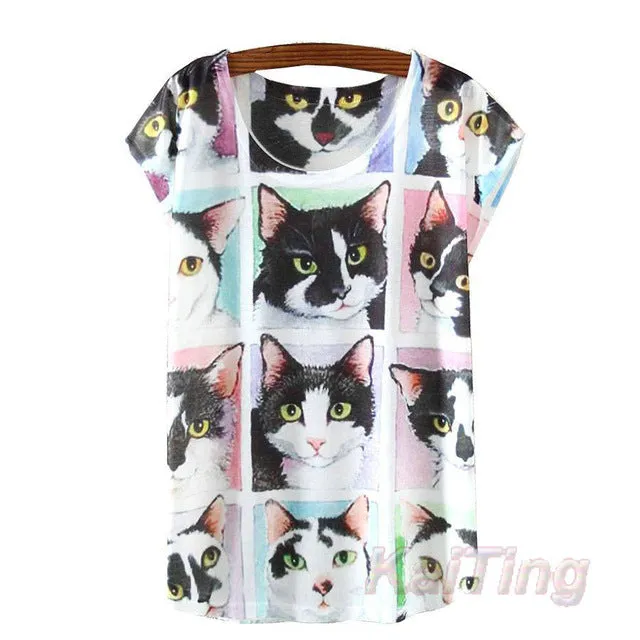 KaiTingu 2017 New Fashion Vintage Spring Summer T Shirt Women Clothing Tops Animal Owl Print T-shirt Printed White Woman Clothes