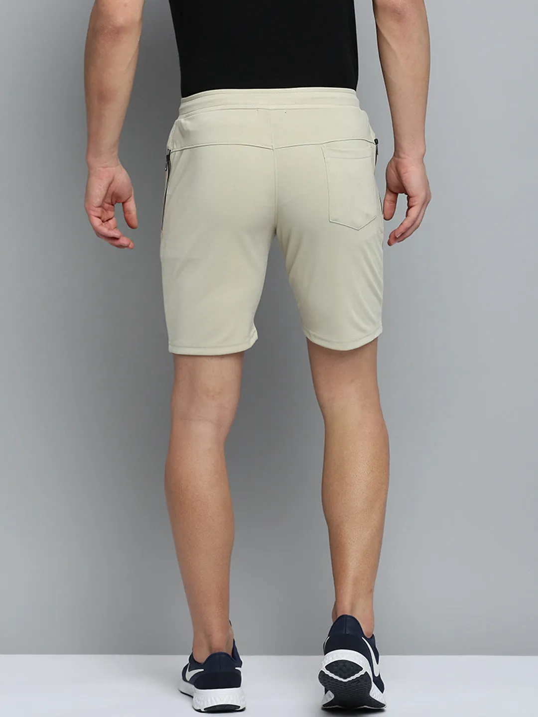 Men Beige Solid Sports Shorts