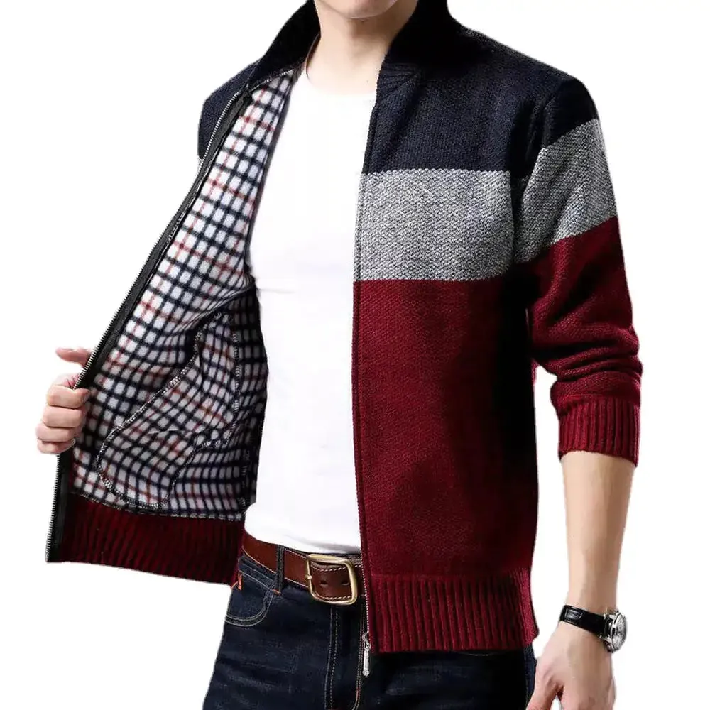 Men's Triple Colour Tone Thick Cardigan