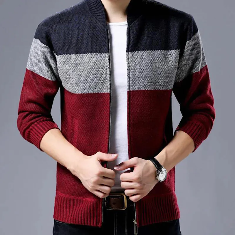 Men's Triple Colour Tone Thick Cardigan