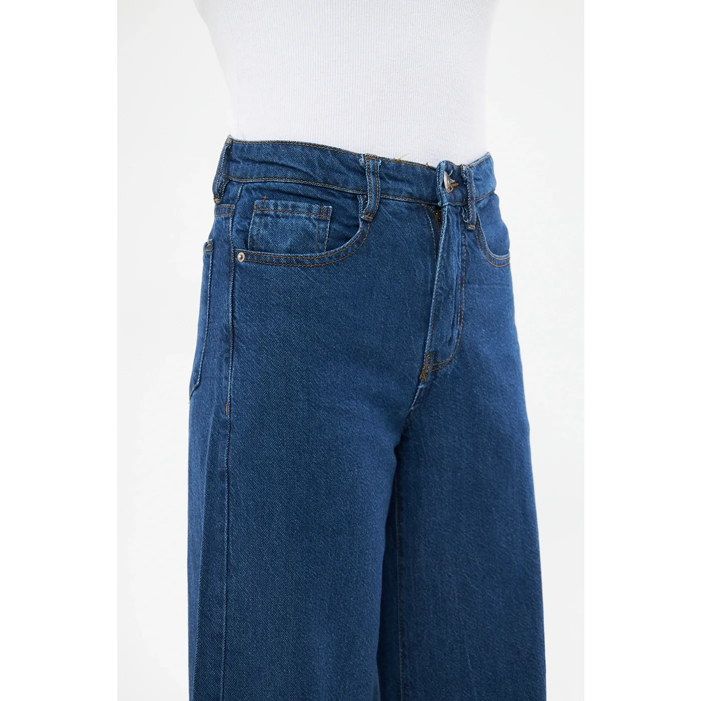 Mid Blue Puddle Wide Leg Jeans