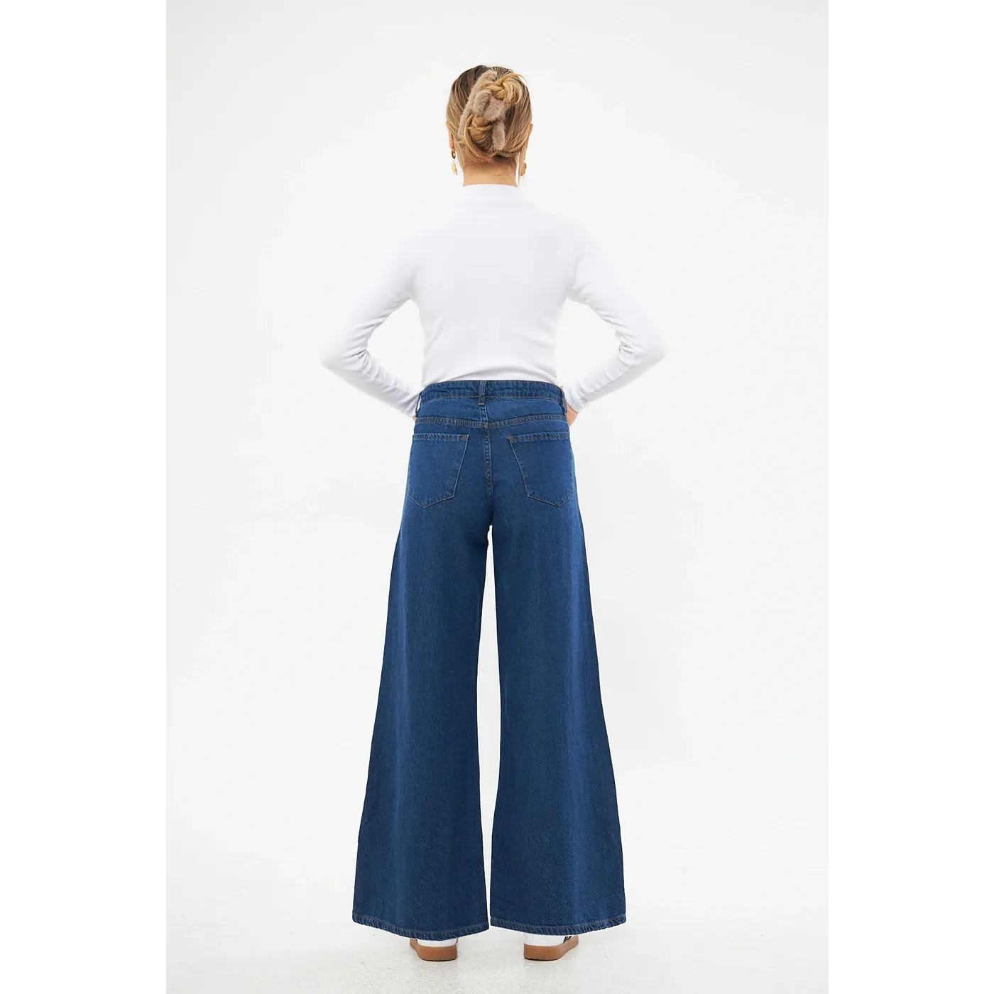 Mid Blue Puddle Wide Leg Jeans