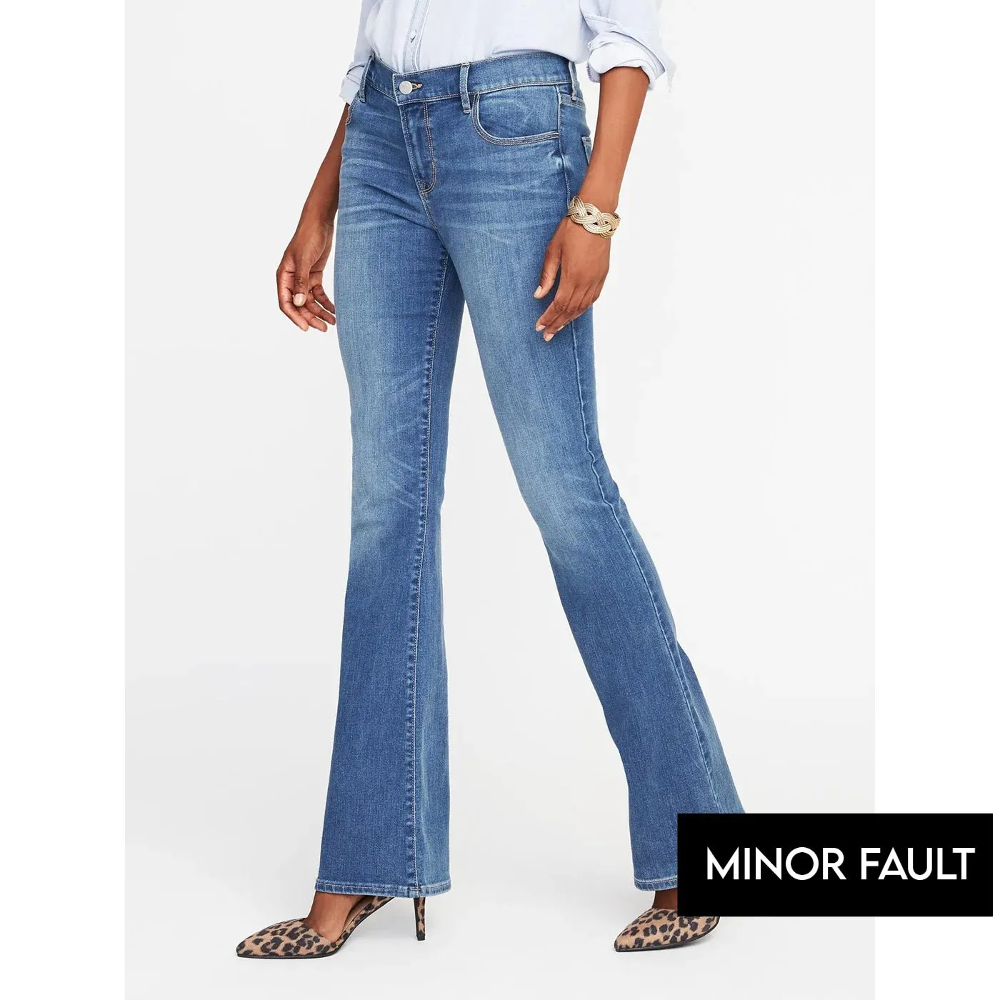 (Minor Fault) Mid Rise Blue Micro Flare Jeans