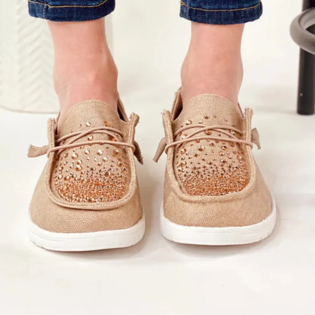 Online Exclusive | Maco Water Drop Ombre Sneakers in Rose Gold Rhinestone