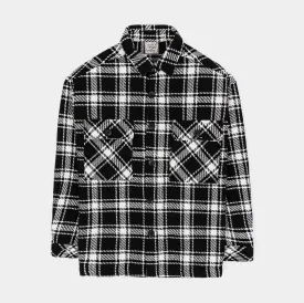 Plaid Oversized Shacket Mens Jacket (White/Black)