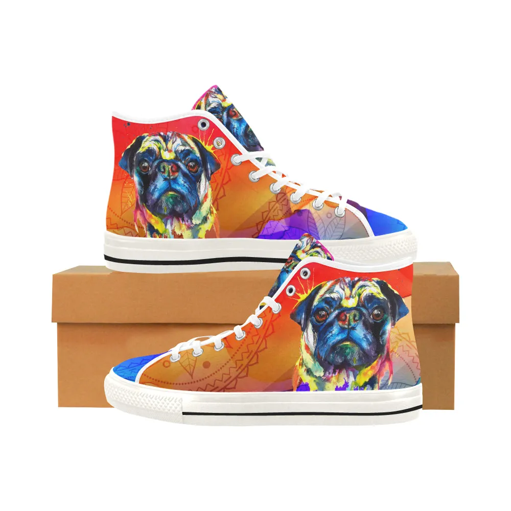 Pug Watercolor Vancouver H Men's Canvas Shoes