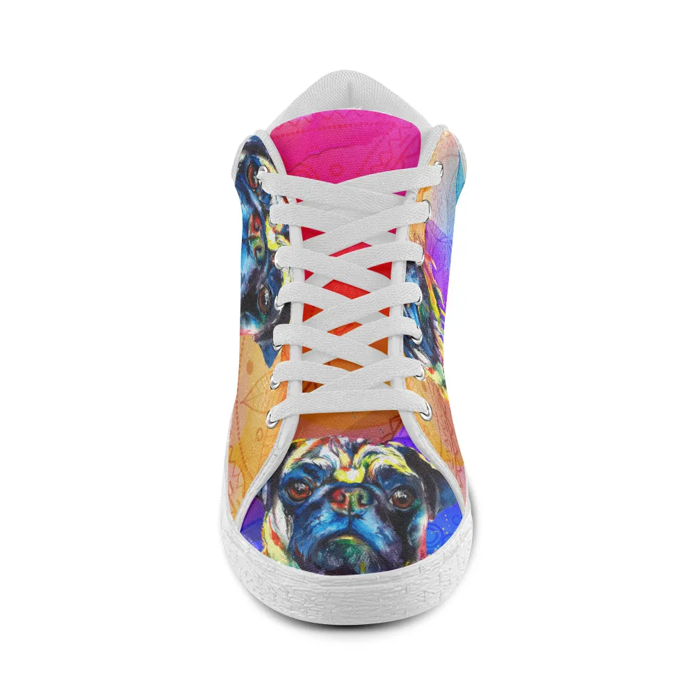 Pug Watercolor Women's Chukka Canvas Shoes