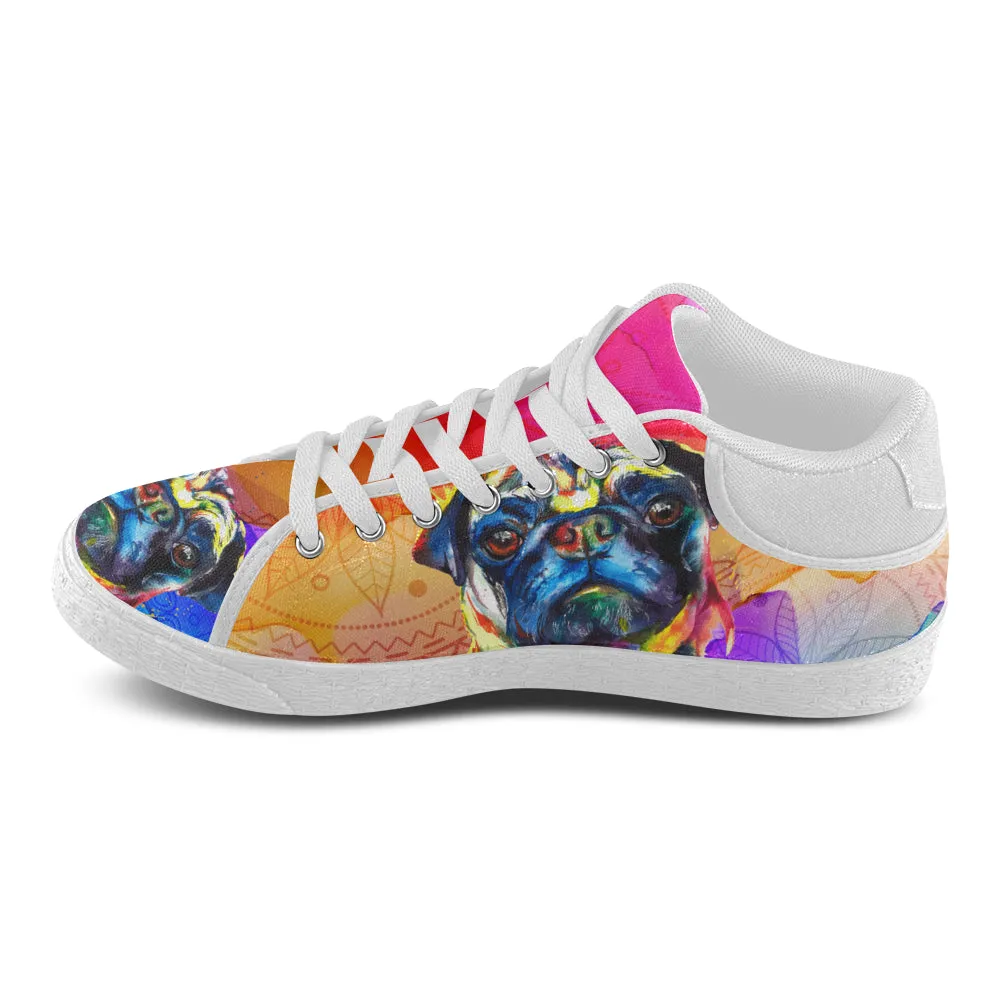 Pug Watercolor Women's Chukka Canvas Shoes