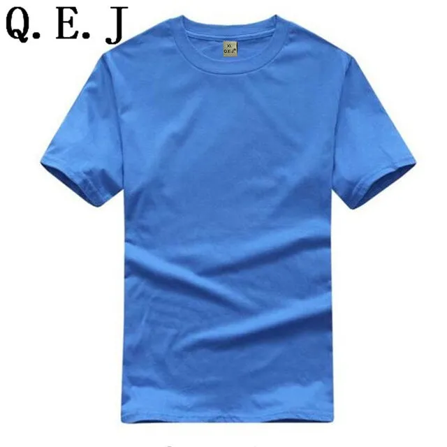 Q.E.J New Solid Color T Shirt Mens Black And White 100% Cotton T-shirts Summer Skateboard Tee Boy Hip hop Customizable Tops F18