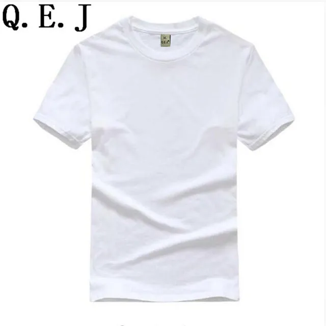 Q.E.J New Solid Color T Shirt Mens Black And White 100% Cotton T-shirts Summer Skateboard Tee Boy Hip hop Customizable Tops F18