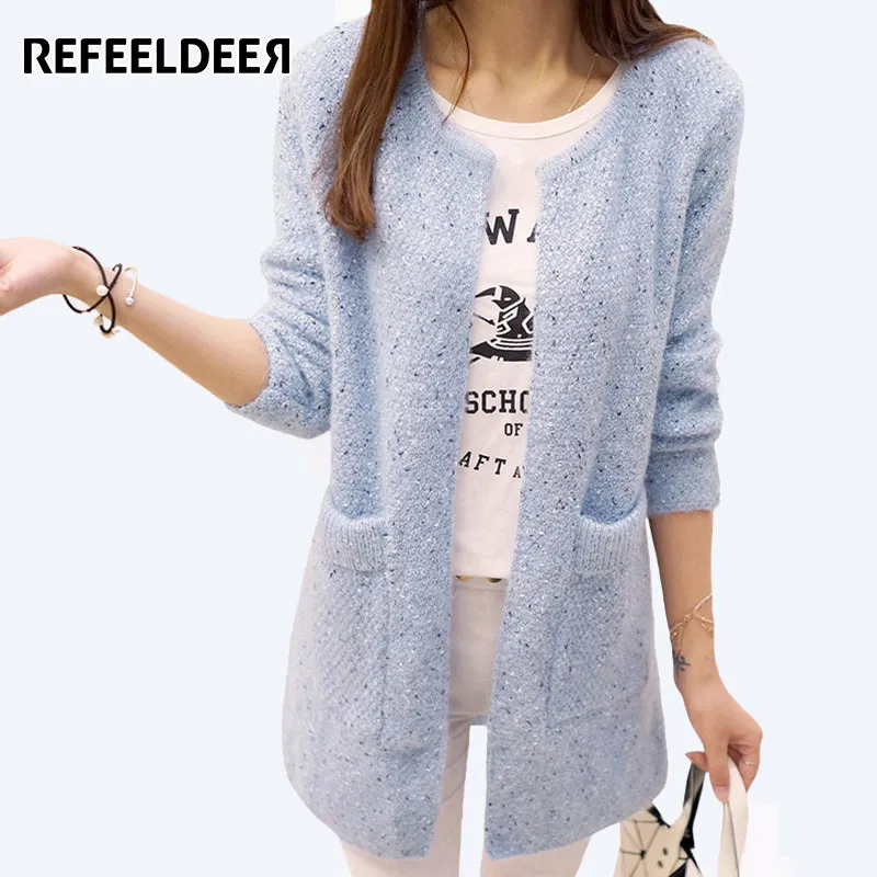 Refeeldeer Long Cardigan Female 2017 Spring Autumn Long Sleeve Crochet Cardigan Women Sweater Women Knitted Jacket Tops