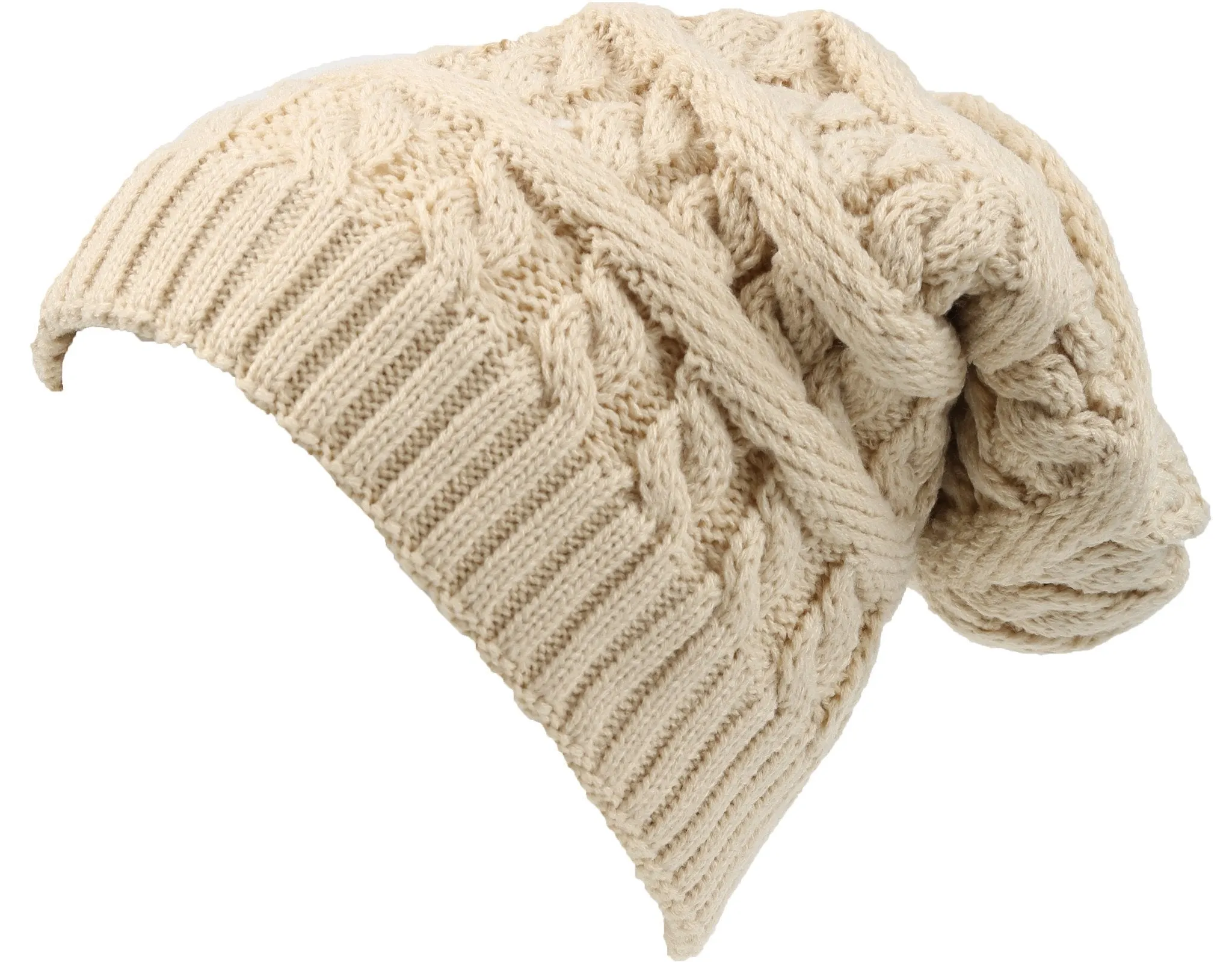 Sakkas Figaro Long Tall Classic Cable Knit Faux Fur Lined Unisex Beanie Hat