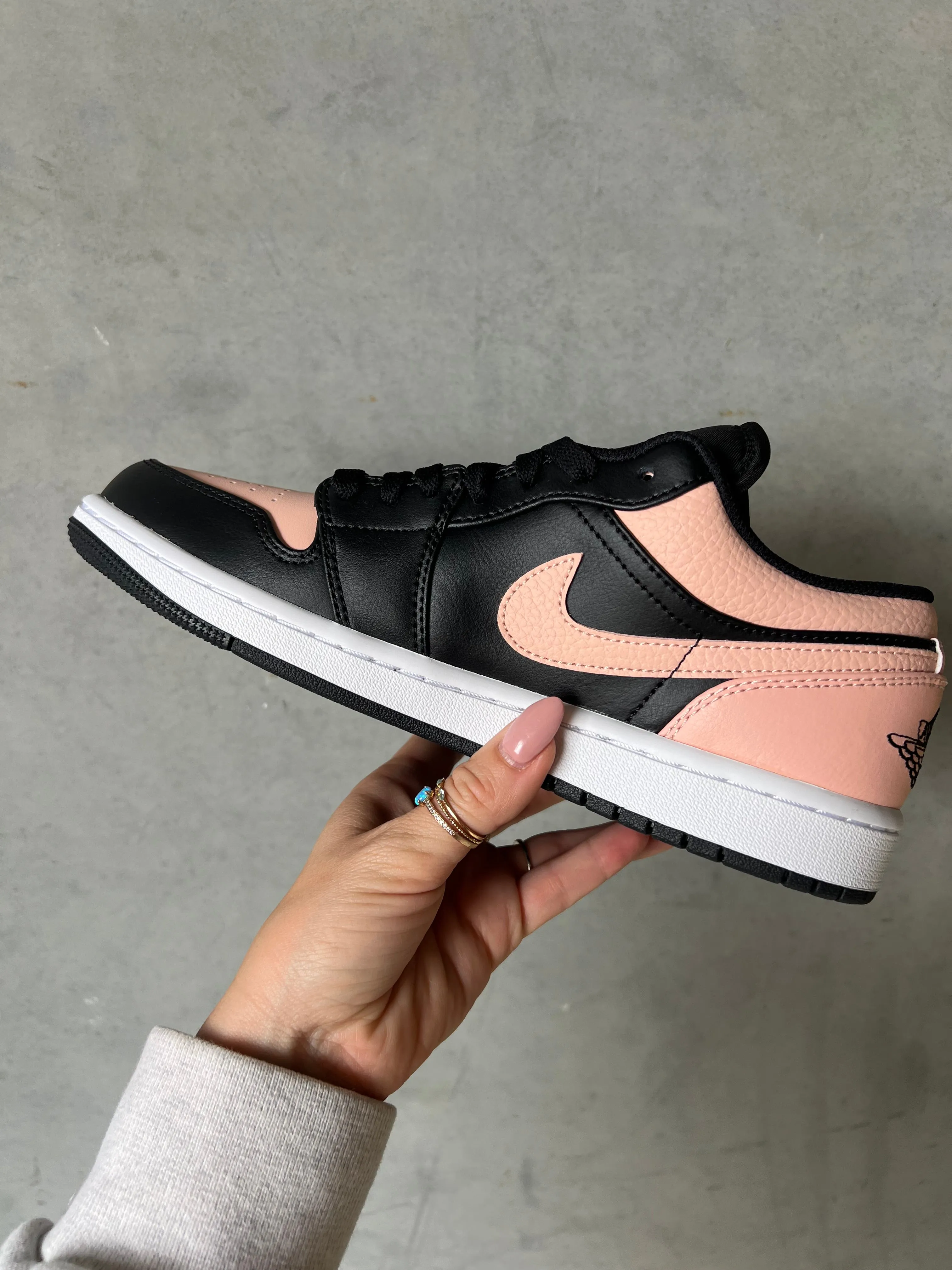 SIZE 9 RARE Peach Pink Swarovski Women’s Air Jordan 1 Low Shoes