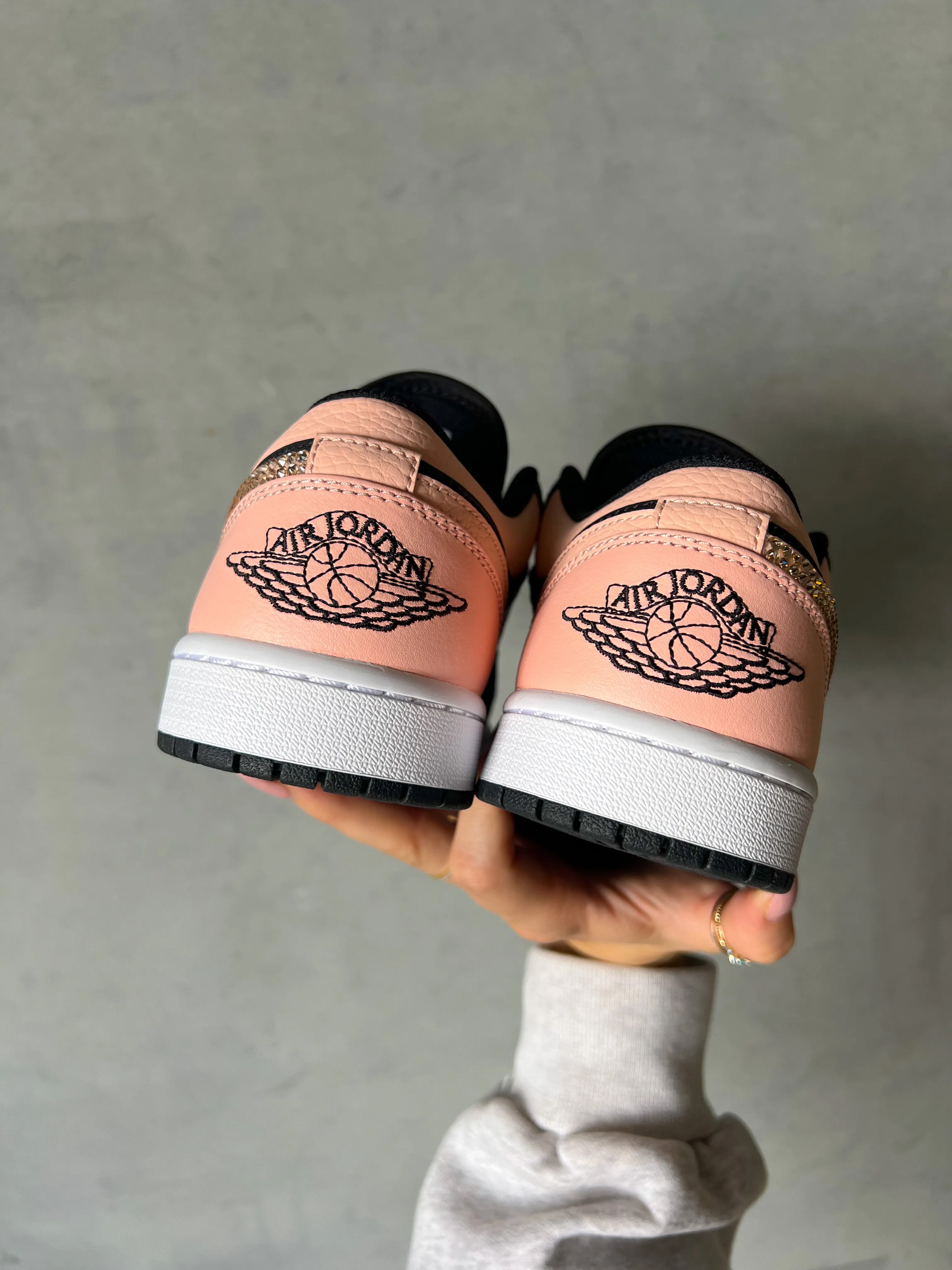 SIZE 9 RARE Peach Pink Swarovski Women’s Air Jordan 1 Low Shoes