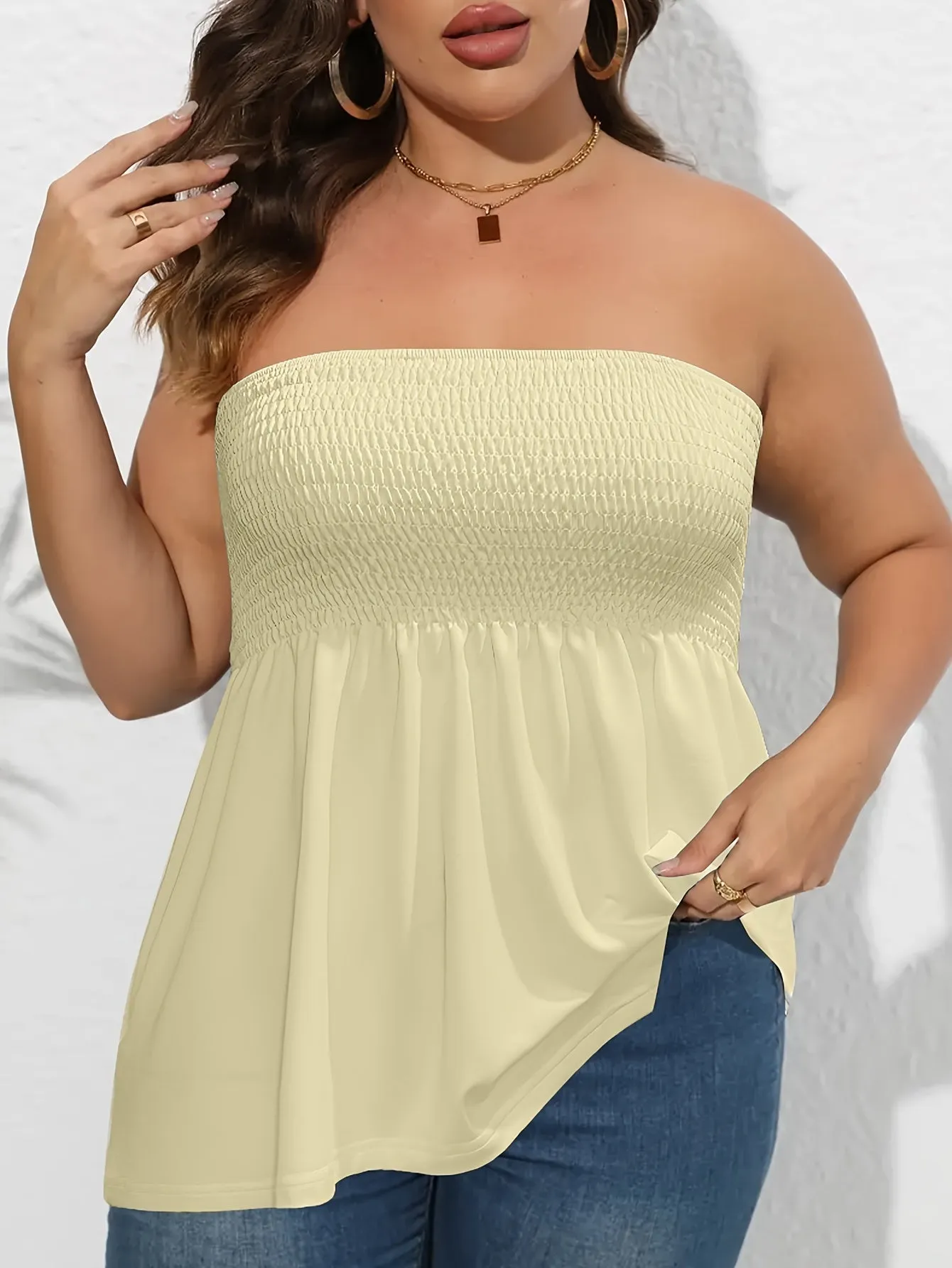 Stylish Strapless Tube Top for Plus Size Women in Summer