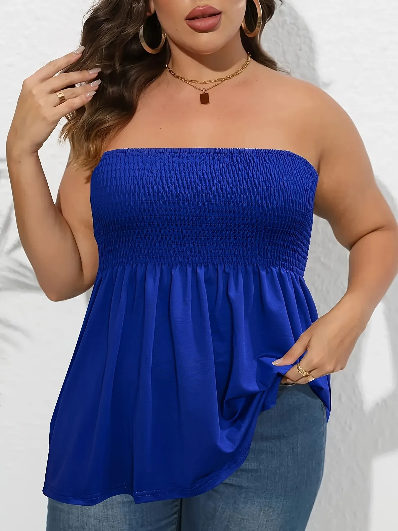 Stylish Strapless Tube Top for Plus Size Women in Summer