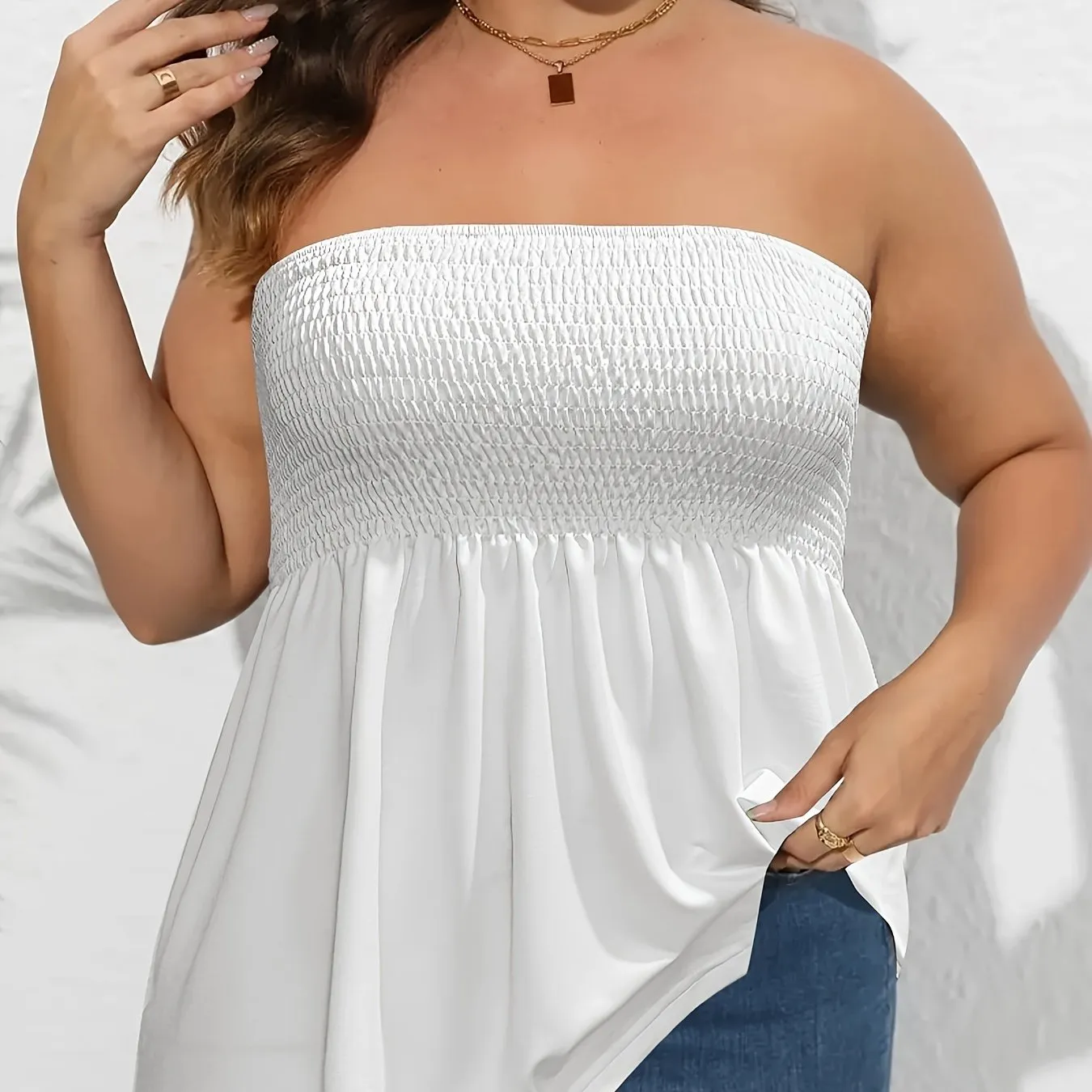 Stylish Strapless Tube Top for Plus Size Women in Summer