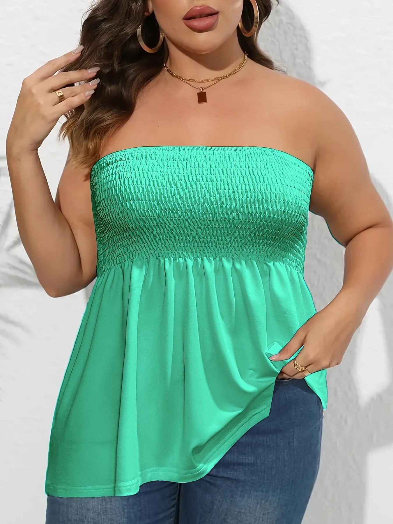 Stylish Strapless Tube Top for Plus Size Women in Summer