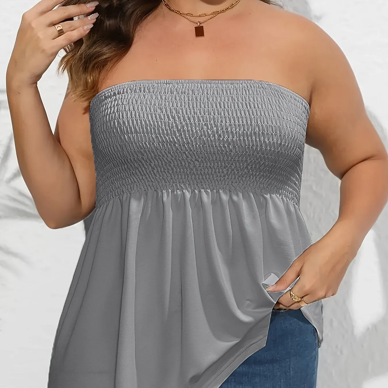 Stylish Strapless Tube Top for Plus Size Women in Summer