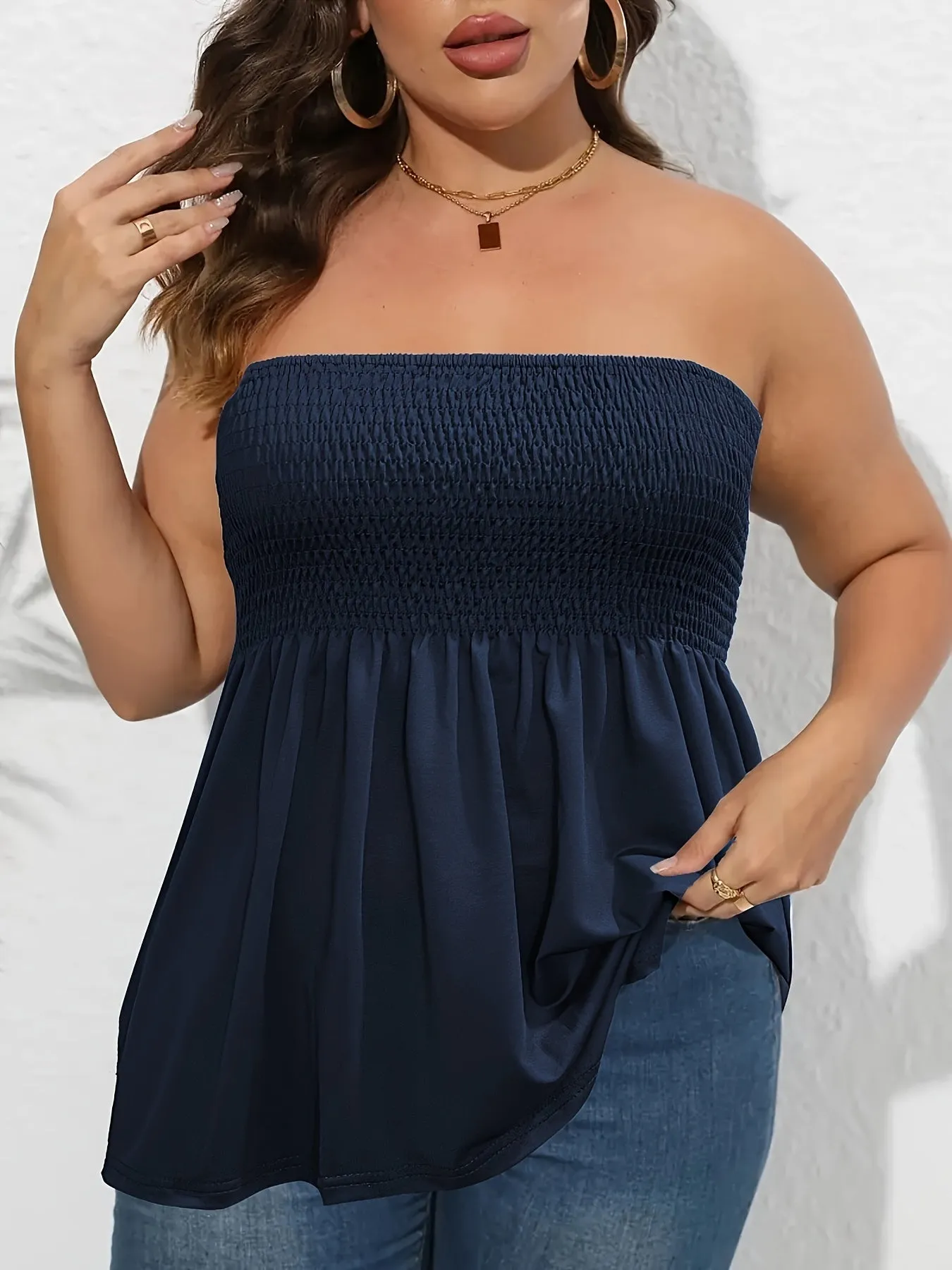 Stylish Strapless Tube Top for Plus Size Women in Summer