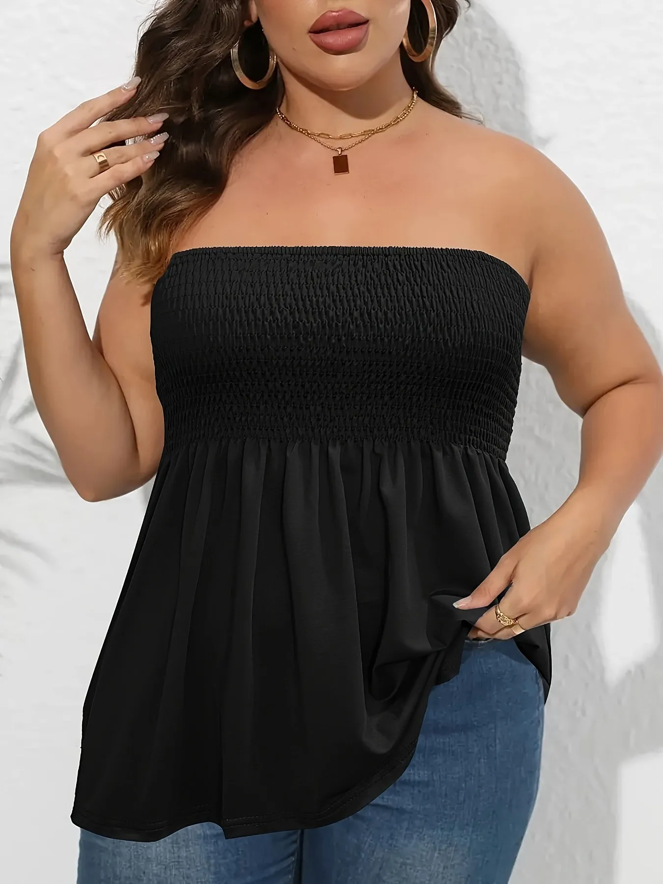 Stylish Strapless Tube Top for Plus Size Women in Summer